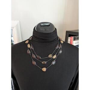 Bohemian Style Layered  Red & Yellow Stone Necklace, Adjustable